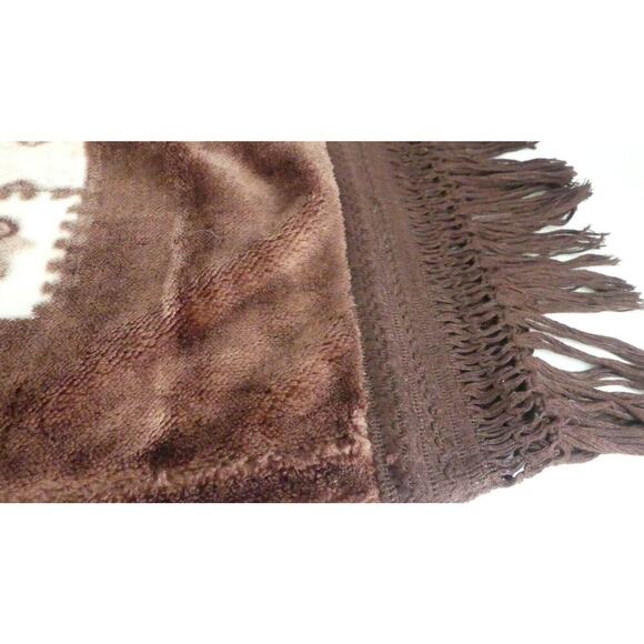 Vintage Plush Roses Pillow Sham Crochet Fringe Edge Heavy Pink Floral Queen - Picture 5 of 9